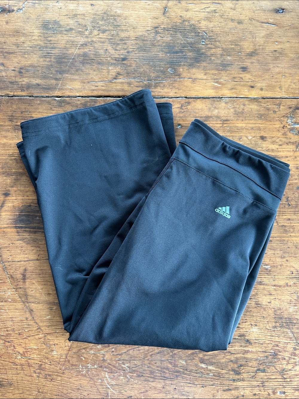 adidas Black Girls' Performance Leggings with Teal Logo